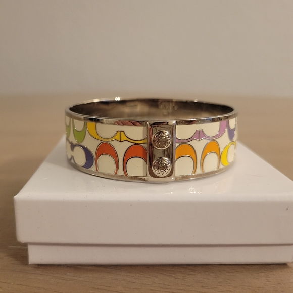 Coach Multicolor Enamel Wide Bangle Bracelet - Picture 5 of 9